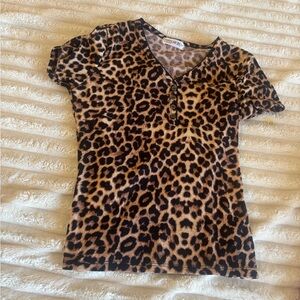Leopard Print V-Neck Top